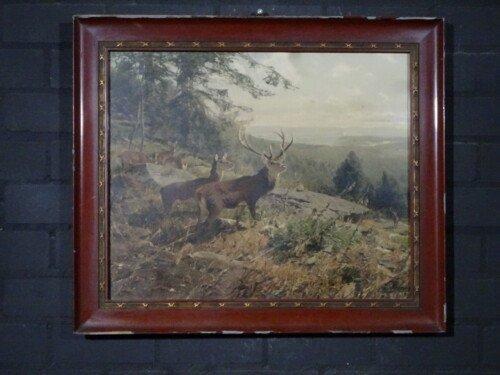 Schilderij "Edelherten berglandschap"