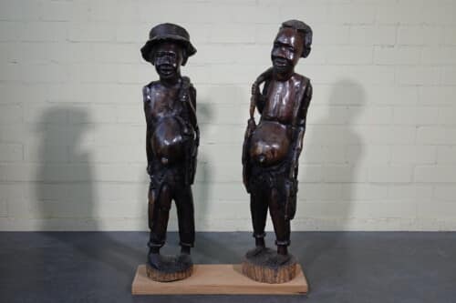 Koppel Afrikaanse Tribale Sculpturen (98 cm)