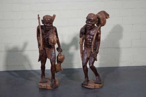 Monumentale Afrikaanse Houtsculpturen van Jagers (75 cm)