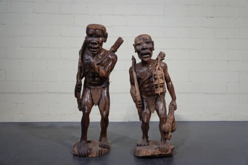 Gedetailleerde Afrikaanse Houtsculpturen van Jagers (60 cm)
